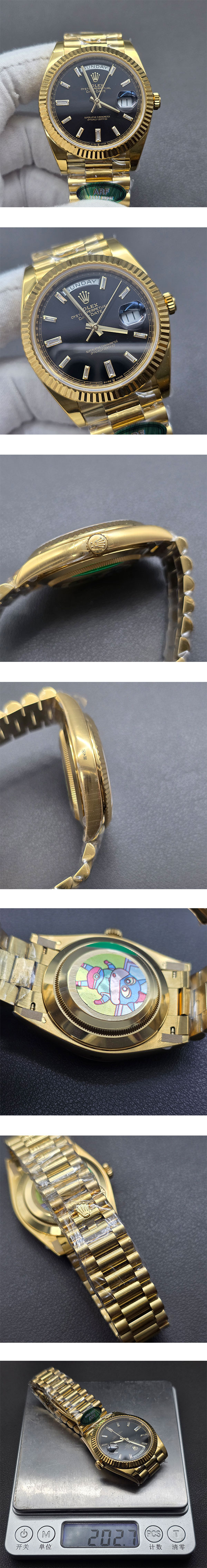 【ARFメーカー製】ロレックスコピーM228238-0004 デイデイト 40mm ブラック 3255搭載 加重版